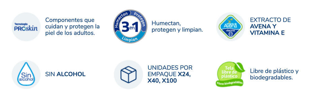 TENA Toallas Húmedas 3 en 1