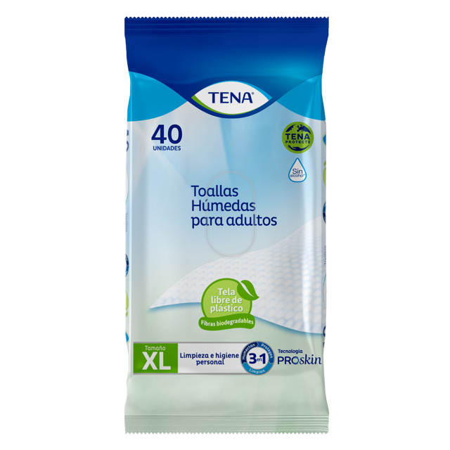 TENA Toallas Húmedas 3 en 1